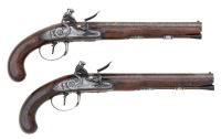 Attractive Pair Of British Flintlock Officers Pistols by Mortimer