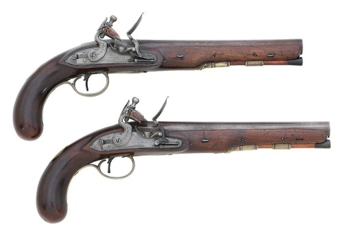 Fine Pair Of British Flintlock Officer's Pistols by H.W. Mortimer