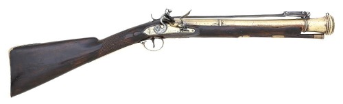 Attractive British Snap Bayonet Flintlock Blunderbuss with Muzzle Inscription by Nock