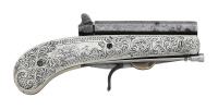 Fine German Silver Mounted & Engraved Belgian Percussion Knife Pistol