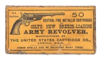 Rare Box Of Collectible U.S. Cartridge Co. Colt Model Army Conversion .44 Centerfire Cartridges