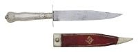 Fine Etched Civil War Bowie Knife with Sheath by Edward Barnes