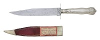 Fine Etched Civil War Bowie Knife with Sheath by Edward Barnes - 2