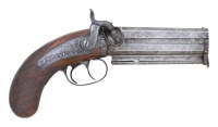 Cased British Over Under Percussion Pistol by John Blanch & Son - 2