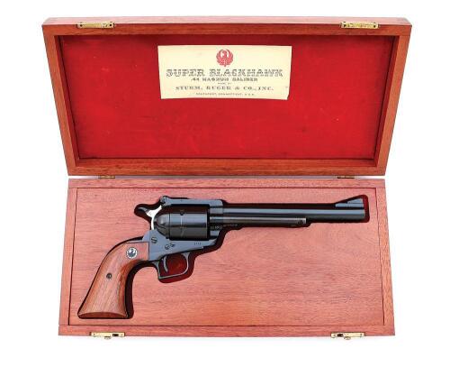 Rare Ruger Old Model Long Frame Super Blackhawk Revolver with Mahogany Presentation Case