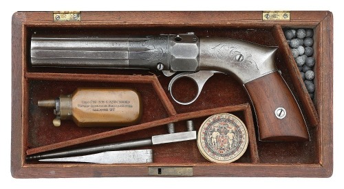 Cased Robbins & Lawrence Percussion Pepperbox