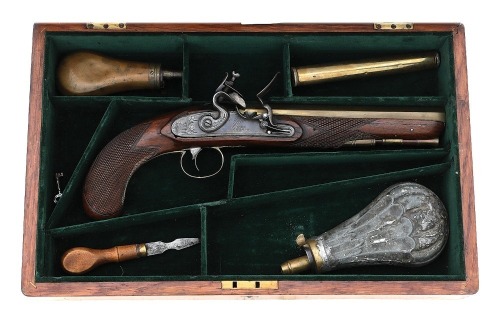 Cased W&G Chance Flintlock Pistol