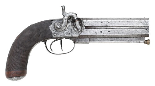 Scottish Over Under Percussion Pistol by Alexander Thomson Of Edinburgh