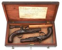 Cased Pair of British Flintlock Coat Pistols by Willets Belonging to New York Merchant Peter Schermerhorn