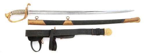 Silver-Hilted U.S. Model 1852 Naval Officer’s Sword by Horstmann & Sons with Regulation 1905 Pattern Belt