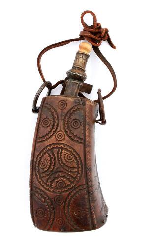 Engraved Horn Powder Flask