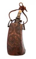 Engraved Horn Powder Flask