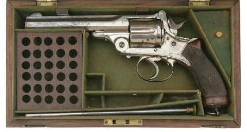 Rare Cased Tranter Model 1879 Double Action Revolver with Calcutta Retailer Markings