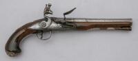 Lovely British Silver-Mounted Flintlock Coat Pistol by Jones