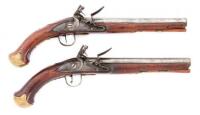 Pair of British Flintlock Holster Pistols by T. Richards