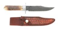 Beautiful Damascus-Etched Fighting Knife by D.E. Friedly