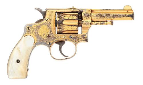 Attractive Gold-Plated & Engraved Smith & Wesson 32 DA First Model Hand Ejector Revolver