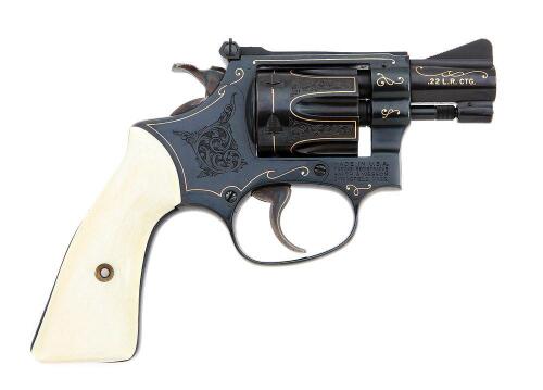 Lovely Engraved & Gold Inlaid Smith & Wesson Model 34-1 Kit Gun Revolver