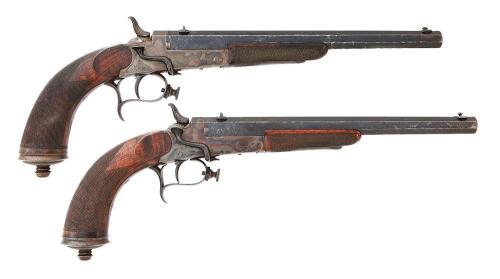 Unmarked Pair of Belgian Sidelever Breechloading Dueling Pistols