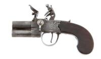 British Tap Action Double Barrel Flintlock Pocket Pistol by Smith