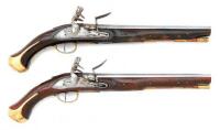 Pair of Reproduction British Dragoon Flintlock Pistols with Saddle Holsters