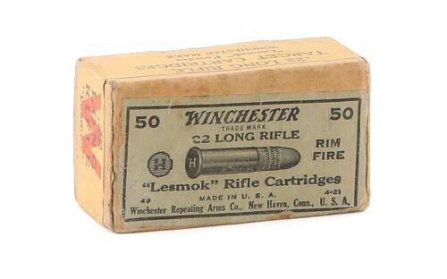 Collectible Sealed Box of Winchester 22 LR Lesmok Cartridges