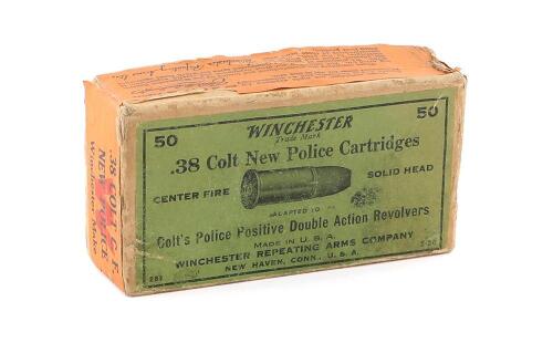 Collectible Box of Winchester 38 Colt New Police Cartridges