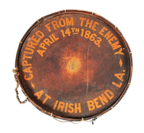 Extremely Rare and Important Confederate Artillery-Size Drum Captured by the 13th Regiment Connecticut Volunteers at The Battle Of Irish Bend