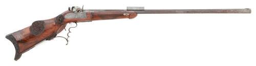 Ornate Austrian Reverse Action Percussion Schuetzen Rifle by Bartusch