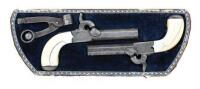 Attractive Pair of Belgian Percussion Muff Pistols by Francotte with Original Case