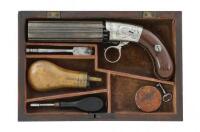 Cased Blunt & Syms Underhammer Percussion Pepperbox Pistol