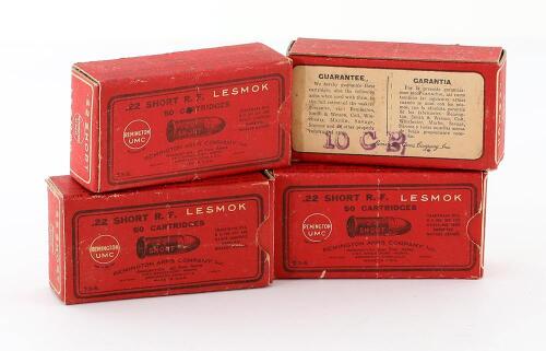 Collectible Boxes of Remington UMC 22 Short Lesmok Cartridges