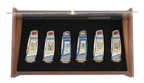 Franklin Mint Collector Series Civil War Officers Cased Knife Set