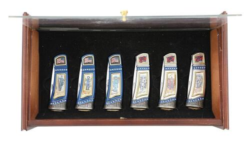 Franklin Mint Collector Series Civil War Officers Cased Knife Set