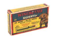 Collectible Winchester Grizzly Box of 30 Army Silvertip Ammunition