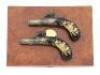 Exceptional Pair of British Gold Inlaid Percussion Muff pistols by Lang - 7