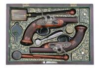 Superb Cased Pair of Diminutive Bavarian Percussion Pocket Pistols by Johan Adam Kuchenreuter