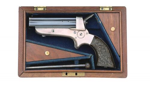Excellent Cased Tipping & Lawden Sharps Patent Pepperbox Pistol