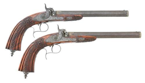 Wonderful Pair of Ornate Austrian Percussion Target Pistols by Johann Springer