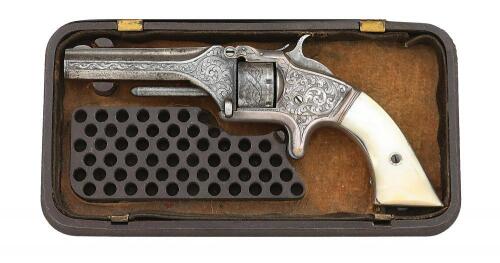 Engraved & Silver-Plated Smith & Wesson No. 1 Second Issue Revolver with Gutta-Percha Case