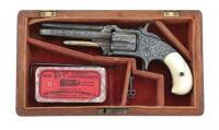Fine Cased Engraved, Silver-Plated & Gold-Washed Smith & Wesson No. 1 1/2 Second Issue Revolver