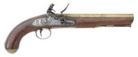 British Brass-Barreled Flintlock Coat Pistol by Spies