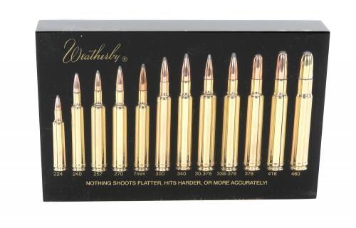 Weatherby Twelve Cartridge Lucite Display Lot