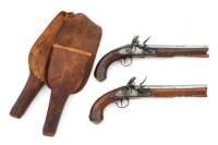 Pair of British Flintlock Holster Pistols by Ketland & Co. with Period Pommel Holsters