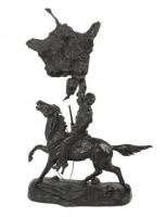 Buffalo Signal Bronze Sculpture After Remington