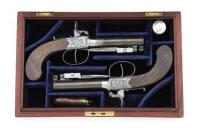 Attractive Cased Pair of Scottish Percussion Pistols with Snap Bayonets by Martin of Glasgow