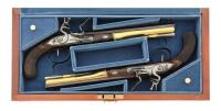 Matching Pair of U.S. Historical Society Alexander Hamilton-Aaron Burr Flintlock Dueling Pistols by Uberti