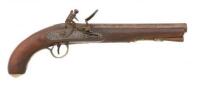 Brass-Mounted British Flintlock Coat Pistol by Jones