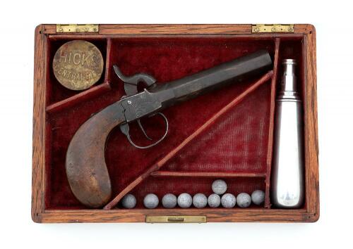 Unmarked Belgian Single Shot Percussion Boot Pistol with Case