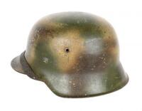 German M42 Stahlhelm with Restored Normandy Pattern Paint Scheme and SS Decal